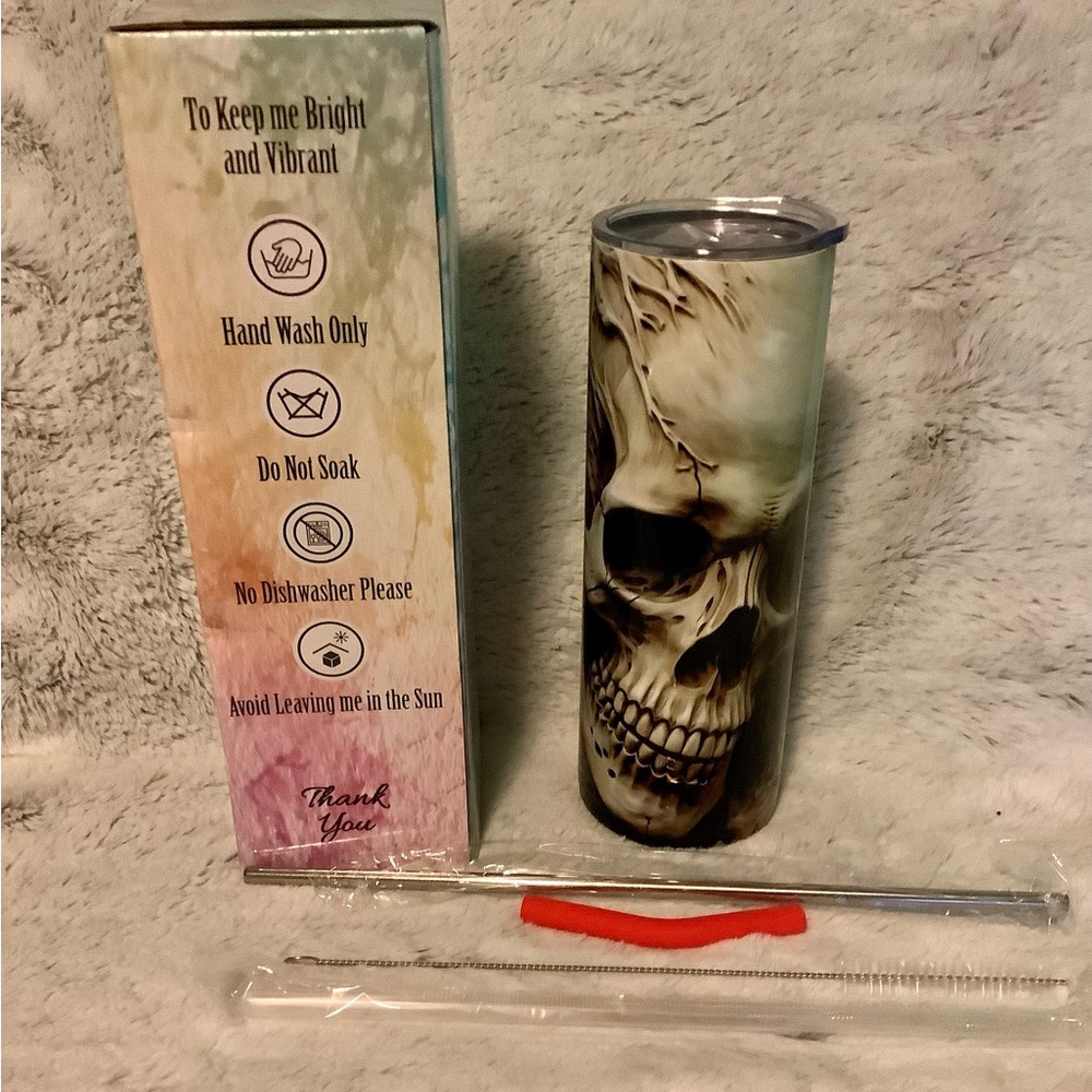 3d style 20 ounce stainless steel Skull tumbler mens valentine’s gift